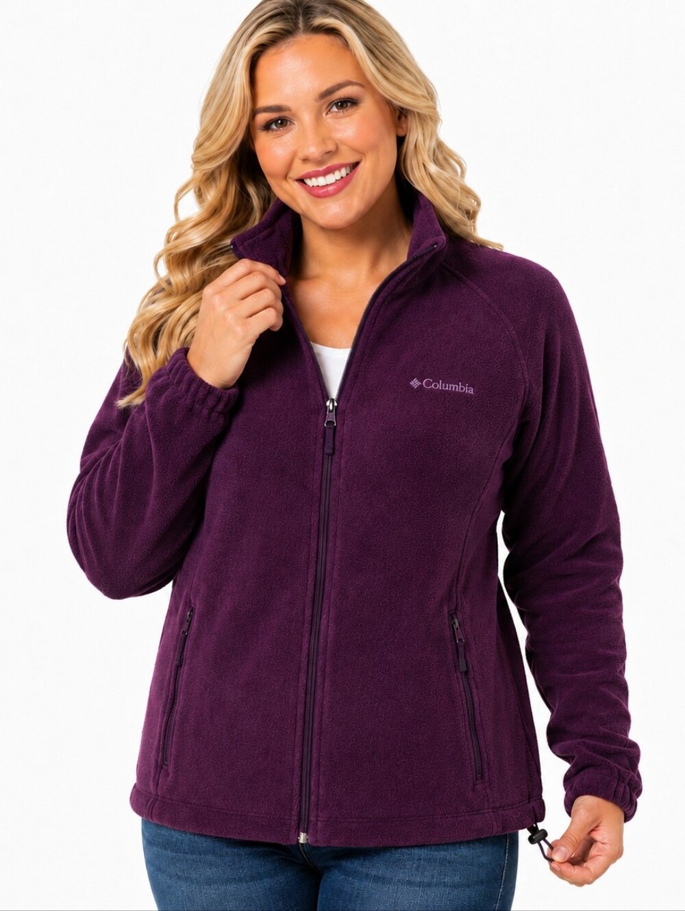 Columbia Sportswear Women’s M Plum Fleece Full Zip 4 Pocket Jacket NWOT - Picture 3 of 14